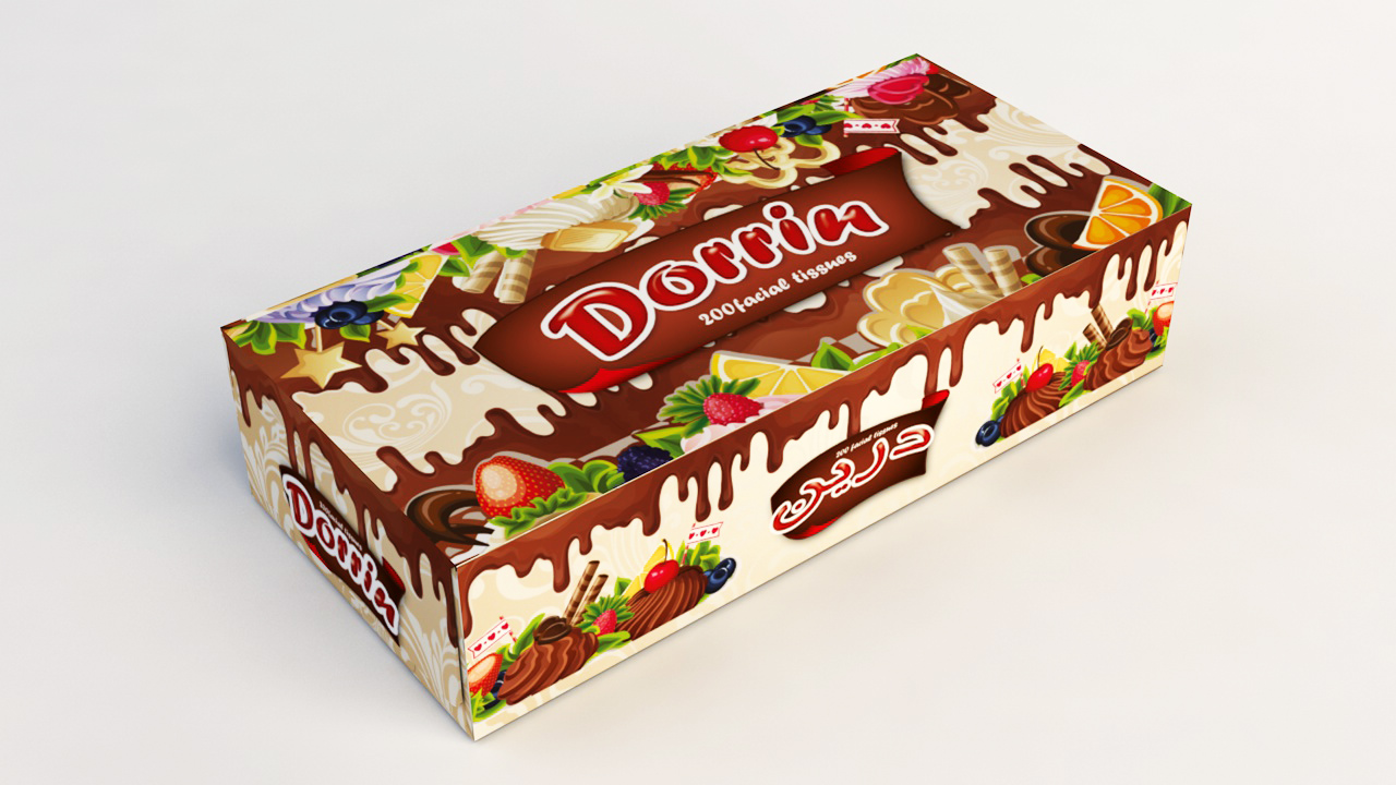 Dorrin 200 Facial Tissue - Chocolate Design
