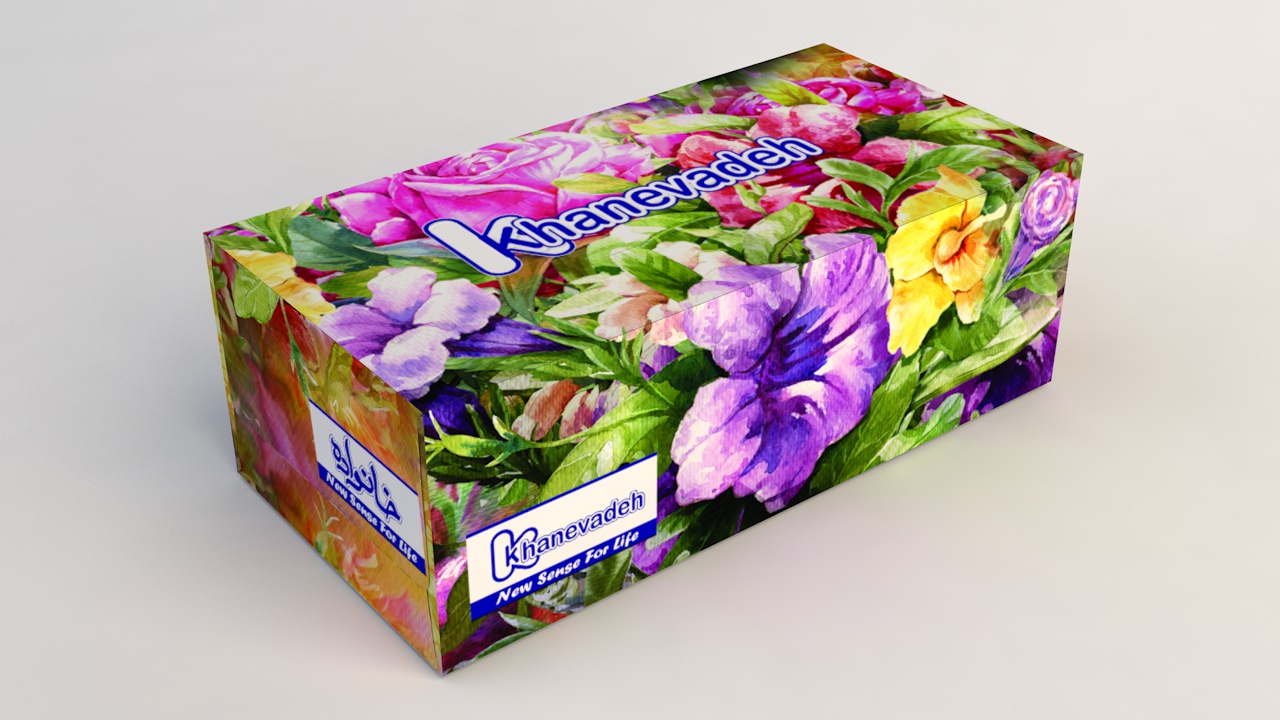 Khanevadeh 300 Facial Tissue - Watercolor Flowers Design