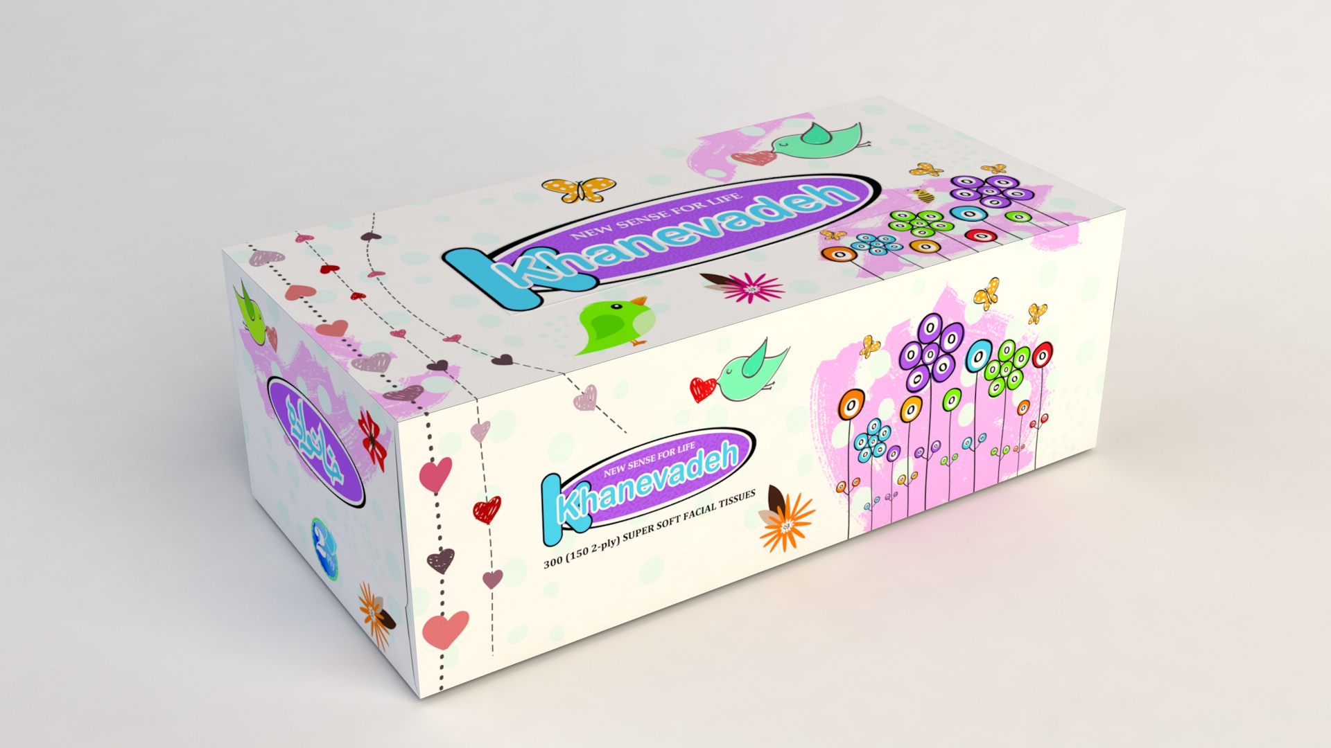 Khanevadeh 300 Facial Tissue - Flower & Butterfly Design